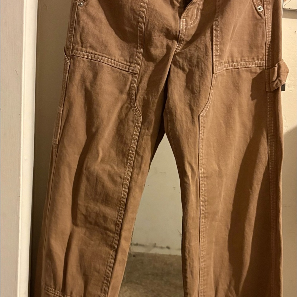 Arizona Jean Company Tan Wide Leg Highest Rise Carpenter Jean
